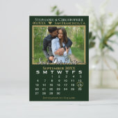 Fotokalender Hunter Green Wedding Save Our Date Kaart (Staand voorkant)