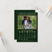 Fotokalender Hunter Green Wedding Save Our Date Kaart (Voorkant / Achterkant in situ)