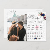 Fotokalender met de date marvy burgundy bruiloft briefkaart (Voorkant / Achterkant)