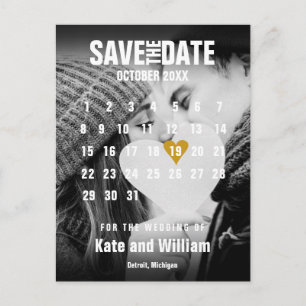 Fotokalender Modern Goud Hart Bewaar de Datum Briefkaart