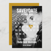 Fotokalender Modern Goud Hart Sla de datum op Kaart (Voorkant / Achterkant)