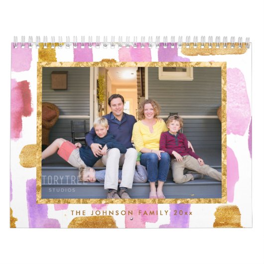Fotokalender roze en goud kalender (Hoes)