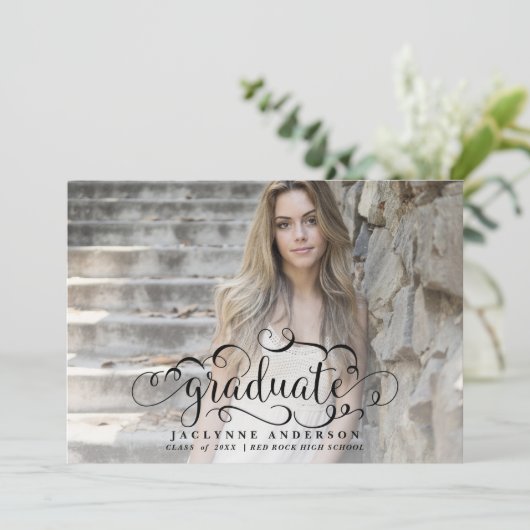 Fotokalligrafie Afstuderen Aankondiging (Staand voorkant)