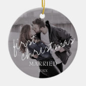 Fotokalligrafie, eerste kerstgehuwd keramisch ornament (Voorkant)