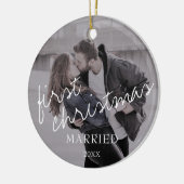 Fotokalligrafie, eerste kerstgehuwd keramisch ornament (Links)