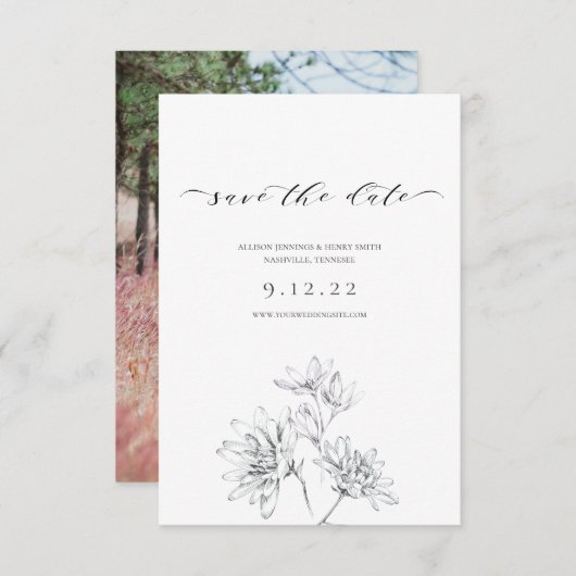 Fotokalligrafie Floral Wedding Save the Date (Voorkant / Achterkant)