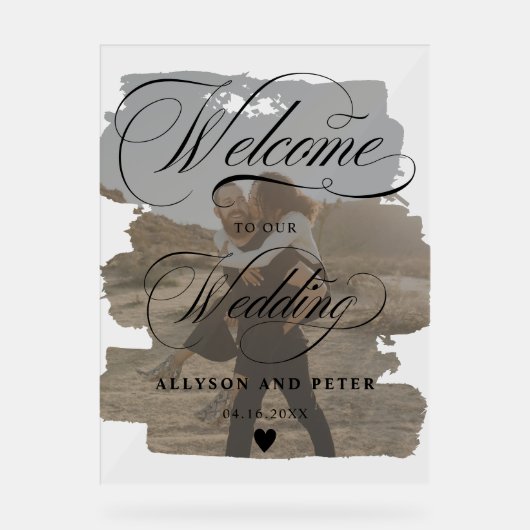 Fotokalligrafie, foto's, bruiloft welkom acryl bord (Voorkant)