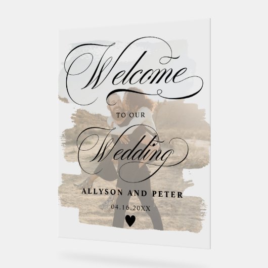 Fotokalligrafie, foto's, bruiloft welkom acryl bord (Hoek)