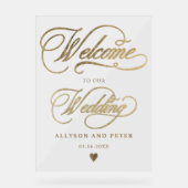 Fotokalligrafie met gouden bruiloft welkom acryl bord (Voorkant)