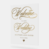 Fotokalligrafie met gouden bruiloft welkom acryl bord (Hoek)