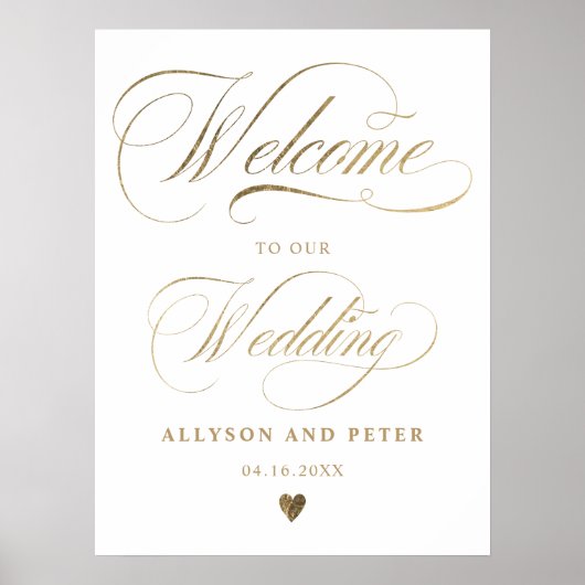 Fotokalligrafie met gouden bruiloft welkom poster (Voorkant)