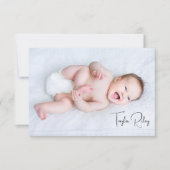 Fotokalligrafie Naam geboorte Stats New Baby Bedankkaart (Voorkant)