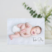 Fotokalligrafie Naam geboorte Stats New Baby Bedankkaart (Staand voorkant)