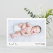 Fotokalligrafie Naam geboorte Stats New Baby Bedankkaart (Staand voorkant)