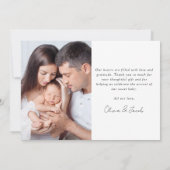 Fotokalligrafie Naam geboorte Stats New Baby Bedankkaart (Achterkant)