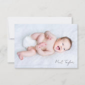 Fotokalligrafie Naam geboorte Stats New Baby Bedankkaart (Voorkant)