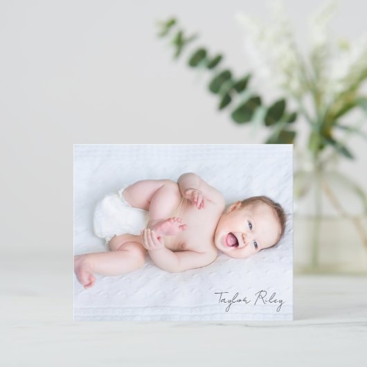 Fotokalligrafie Naam geboorte Stats New Baby Dank (Staand voorkant)