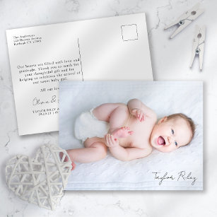 Fotokalligrafie Naam geboorte Stats New Baby Dank Briefkaart