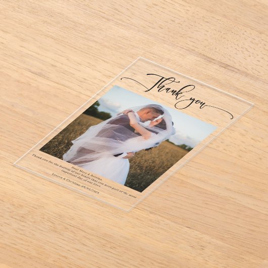 Fotokalligrafie Trouwbedankkaart Acryl Uitnodigingen (Laagn)