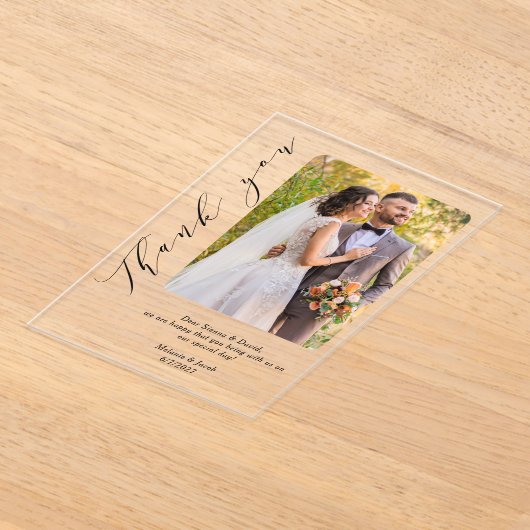 Fotokalligrafie Trouwen Dank u Acryl Uitnodigingen (Laagn)