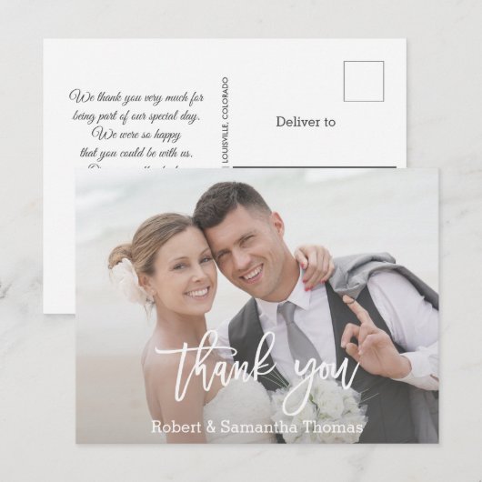 Fotokalligrafie Weddenschap Bedankt Briefkaart (Voorkant / Achterkant)