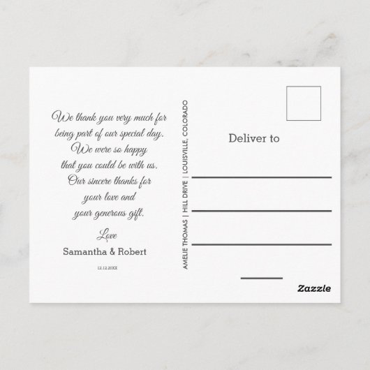 Fotokalligrafie Weddenschap Bedankt Briefkaart (Achterkant)