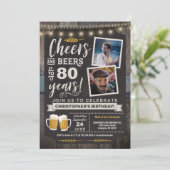 Fotokasten en bier 80e verjaardag uitnodiging (Staand voorkant)