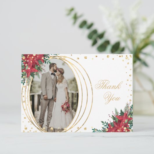 Fotokerstbruiloft Bedankkaart (Staand voorkant)