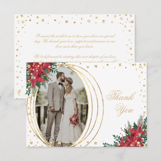 Fotokerstbruiloft Bedankkaart (Voorkant / Achterkant)