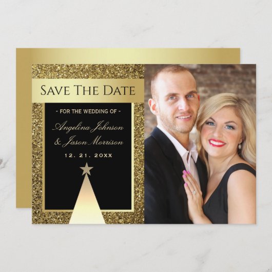 Fotokerstbruiloft Save The Date (Voorkant / Achterkant)