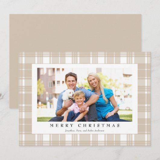 Fotokerstfeest met licht tan feestdagenkaart (Voorkant / Achterkant)