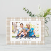 Fotokerstfeest met licht tan feestdagenkaart (Staand voorkant)