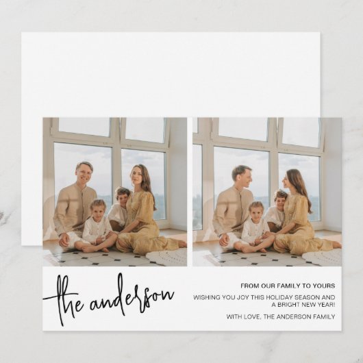 Fotokerstfeestfoto's uit de 2-serie Chic minimalis Feestdagenkaart (Voorkant / Achterkant)