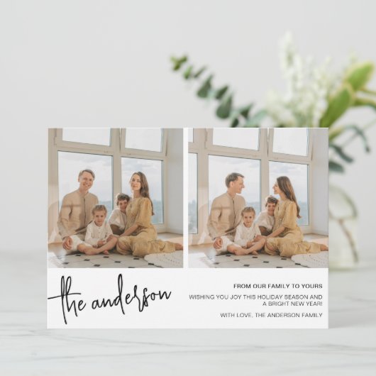 Fotokerstfeestfoto's uit de 2-serie Chic minimalis Feestdagenkaart (Staand voorkant)