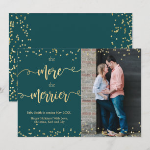 Fotokerstkaarten Blauwgroen Aankondiging