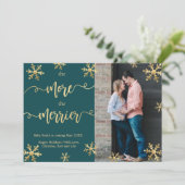 Fotokerstkaarten Blauwgroen Aankondiging (Staand voorkant)