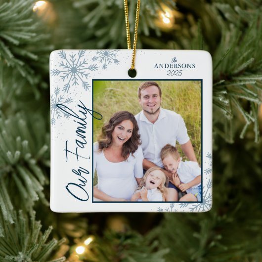 Fotokerstmis met familiehandschrift keramisch ornament (Boom)