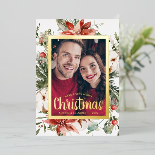 Fotokerstscript Folie Feestdagenkaart (Staand Voorkant)