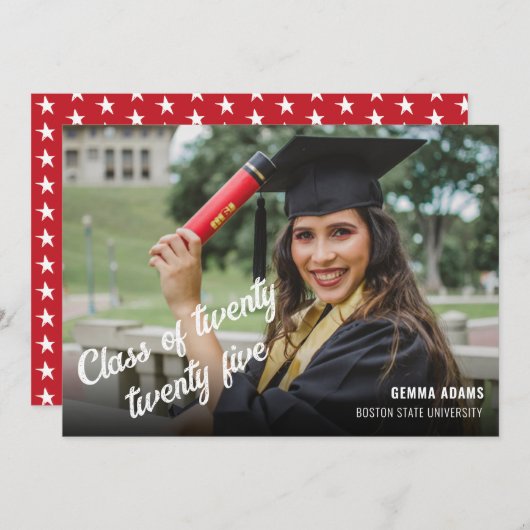 Fotoklas van 2025 Afstuderen Aankondiging Kaart (Voorkant / Achterkant)