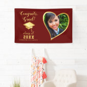 Fotoklasse 2025 Maroon Rood en Goud Afstuderen Spandoek (Insitu)