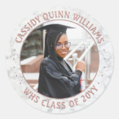 Fotoklasse Jaar Roze Rose Gold Marble Afstuderen Ronde Sticker (Voorkant)