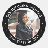 Fotoklasse Jaar zwart-wit modern Afstuderen Ronde Sticker (Voorkant)