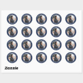 Fotoklasse: Navy Blue White Modern Afstuderen Ronde Sticker (Vel)