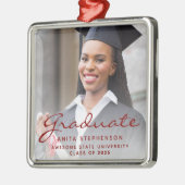 Fotoklasse van 2025 Afstuderen Bourgogne Script Metalen Ornament (Links)