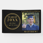 Fotoklasse van 2025 Zwart Goud Afstuderen Spandoek (Horizontaal)