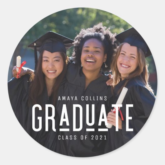 Fotoklasse van de middelbare school voor Afstudere Ronde Sticker (Voorkant)