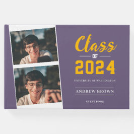 Fotoklasse van Pastel Paarse en gouden gastenboek