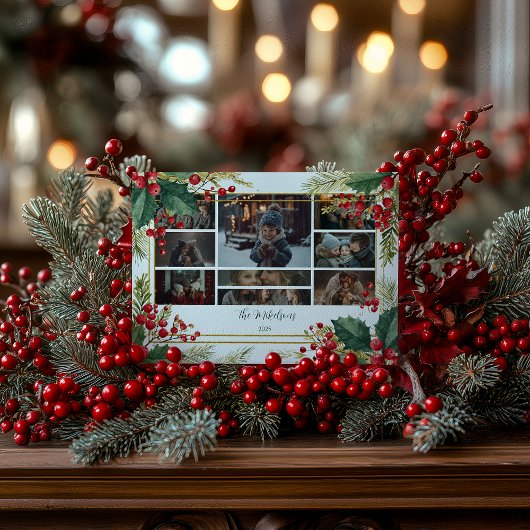 Fotoklassieker Holly Berry Christmas Party Feestdagenkaart