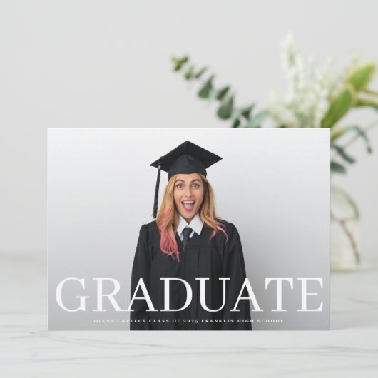 Fotoklassieker Typografie Afstuderen Aankondiging (Staand voorkant)