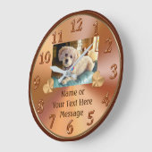 Fotoklok met Uw Pet of AFBEELDING van Mensen, TEKS Grote Klok (Hoek)